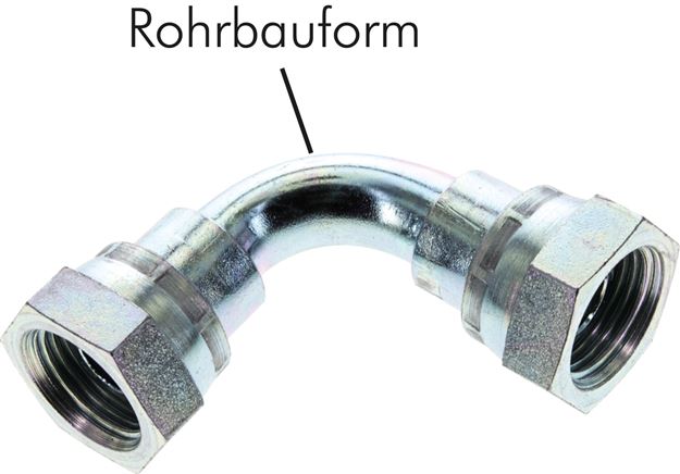 Exemplarische Darstellung: Winkel-Verschraubung 90° mit G-Gewinde (60° Universaldichtkegel, innen), Stahl verzinkt, Rohrbauform